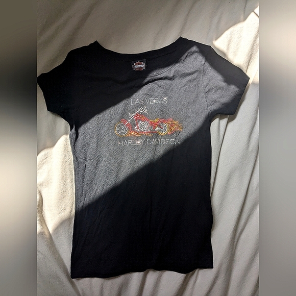 Harley-Davidson 2008 Las Vegas Nevada official tshirt rhinestones bling black - Picture 3 of 8